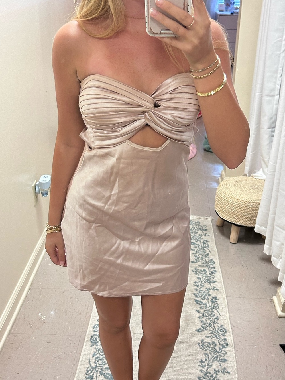 Princess Polly Blush Strapless Twist-Front Midi Dress